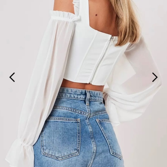 Missguided white chiffon cold shoulder corset top - Picture 2 of 3